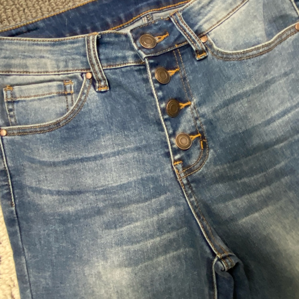 Grace and Lace mid wash button fly